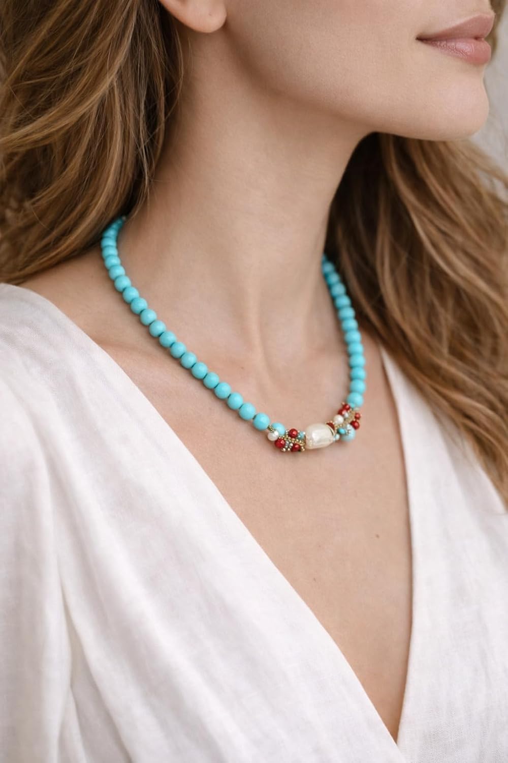 Collana in Pasta di Turchese con madreperla